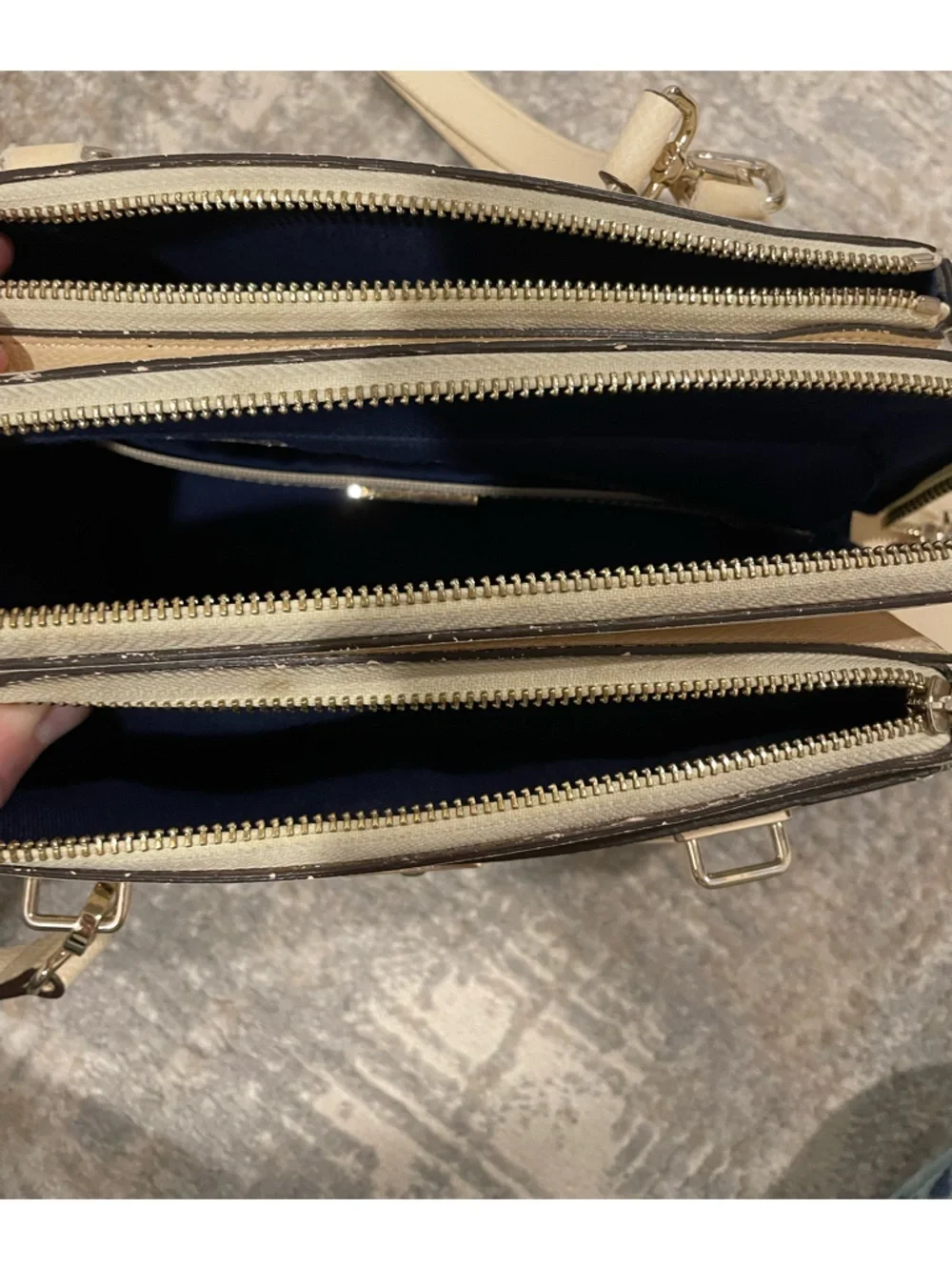 Cromia Beige Cream Italian Leather Shoulder Bag Crossbody Purse Made in Italy - Picture 5 of 15